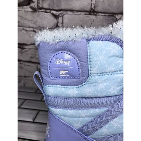 DISNEY X SOREL YOUTH WHITNEY FROZEN ELSA BOOTS FROSTED PURPLE SILVER Sz 5M US/37 - Picture 11 of 16